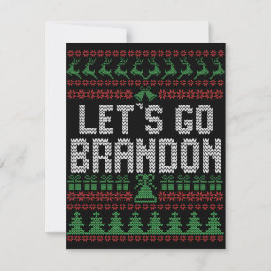 Laten we gaan Brandon Grappige Horrorkersttrui Notitiekaartje