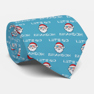 Laten we gaan Brandon Joe Biden Santa Kerstblauw Stropdas