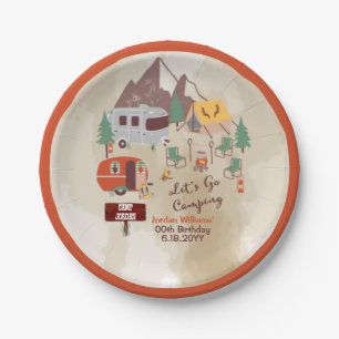Laten we gaan Camping Rustic Woodsy Campground Bir Papieren Bordje