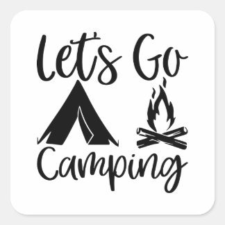 Laten we gaan Camping Vierkante Sticker