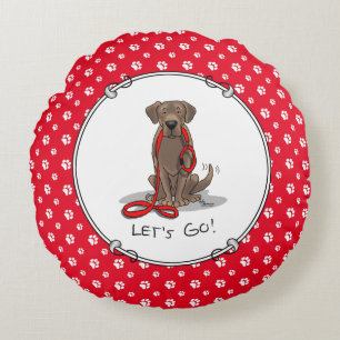 Laten we gaan! Chocolate Lab Labrador Retriever Fu Rond Kussen