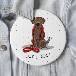 Laten we gaan! Chocolate Lab Labrador Retriever Fu Ronde Button 6,0 Cm