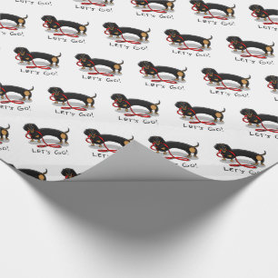 Laten we gaan! Dachshund Dog (zwart en geel) grapp Cadeaupapier