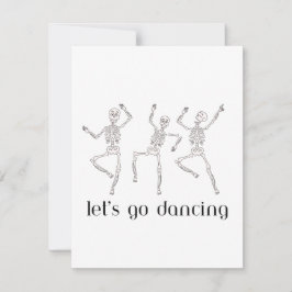 Laten we gaan dansen met drie dansende skeletten o feestdagenkaart