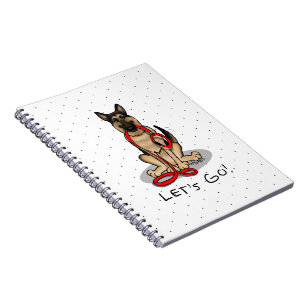 Laten we gaan! Duitse herdershond (zwart rood) Notitieboek