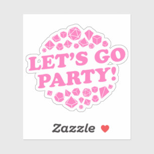 Laten we gaan feesten hete roze dobbelstenen sticker