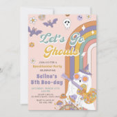 Laten we gaan Ghouls Groovy Halloween Ghost Verjaa Kaart (Voorkant)