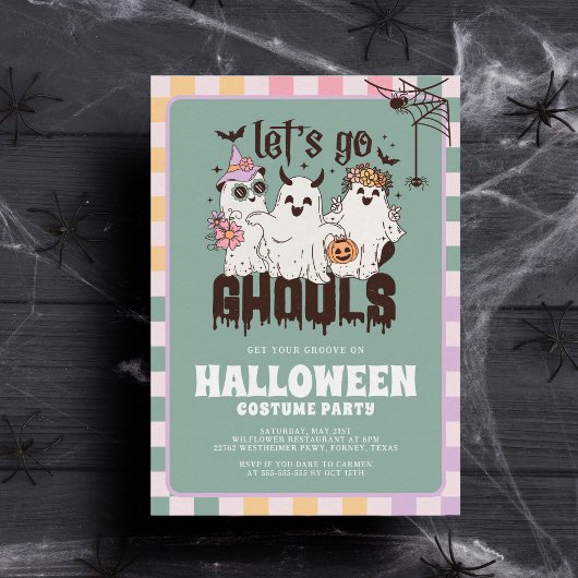 Laten we gaan Ghouls Groovy Halloween Kostuum Part Kaart