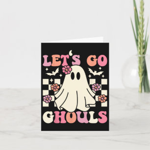 Laten we gaan Ghouls Halloween Ghost Costume Retro Kaart