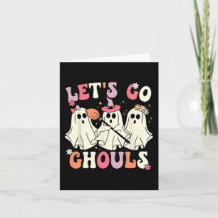 Laten we gaan Ghouls Halloween Ghost Costume Retro Kaart
