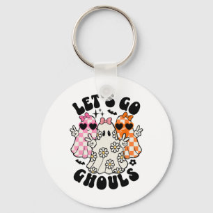 Laten we gaan Ghouls Halloween Ghost Floral Spooky Sleutelhanger