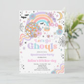 Laten we gaan Ghouls Halloween Leuke Roze Geest Ve Kaart (Staand voorkant)