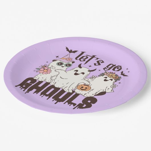 Laten we gaan Ghouls Halloween Papieren Bordje (Gekanteld)