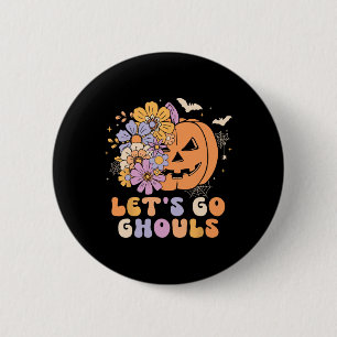 Laten we gaan Ghouls Halloween pompoen kostuum Ret Ronde Button 5,7 Cm