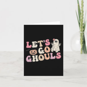 Laten we gaan Ghouls Halloween Retro Ghost Pumpkin Kaart
