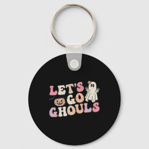 Laten we gaan Ghouls Halloween Retro Ghost Pumpkin Sleutelhanger