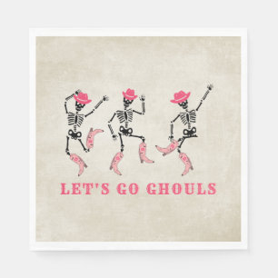 Laten we gaan Ghouls Halloween Skeletten Roze Cowg Servet