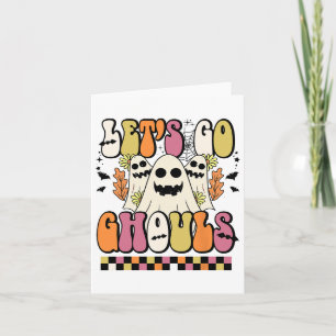 Laten we gaan Ghouls Retro Floral Ghost Groovy Hal Kaart