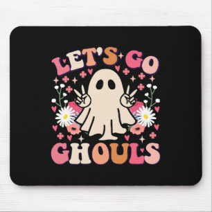 Laten we gaan Ghouls Retro Floral Ghost Groovy Hal Muismat