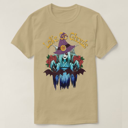 Laten we gaan Ghouls Retro Ghouls, Hippie Hallowee T-shirt (Design voorkant)