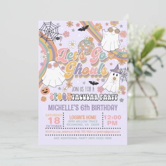 Laten we gaan Ghouls Verjaardagsuitnodiging - Meis Kaart (Staand voorkant)