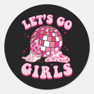 Laten we gaan Meiden Cowgirl Laars Hoed Disco Bach Ronde Sticker