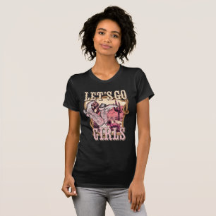 Laten we gaan Meiden Cowgirl Westerse Retro Feestj T-shirt