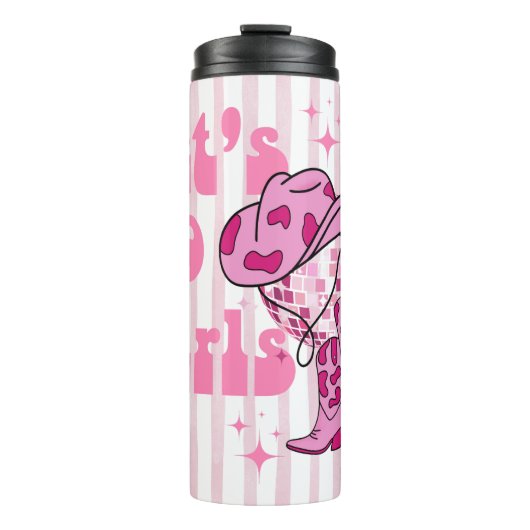 Laten we gaan Meiden Disco Cowgirl Bachelorette Fe Thermosbeker (Voorkant)