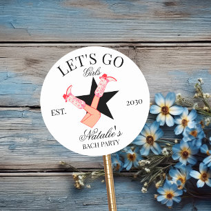 Laten we gaan, meiden Persoonlijke cowgirl vrijgez Ronde Sticker