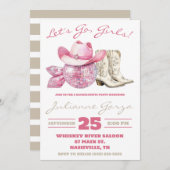 Laten we gaan, meiden! Roze Disco, Country Bachelo Kaart (Voorkant / Achterkant)