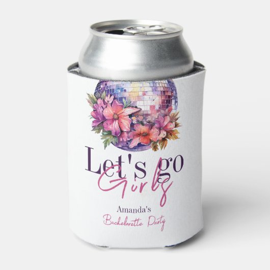 Laten we gaan Meiden Roze Laatste Disco Meidenavon Blikjeskoeler (Blikje Voorkant)