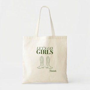 Laten we gaan meisjes cowgirl Groen Schattige Bach Tote Bag