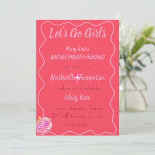 Laten we gaan Meisjes Nashville Thema Bachelorette Kaart (Staand voorkant)