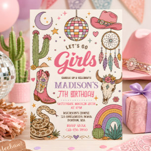 Laten we gaan Meisjes Western Cowgirl Disco Verjaa Kaart