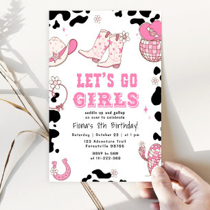 Laten we gaan meisjes Western cowgirl Verjaardag Kaart