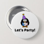 Laten we gaan. Penguin Ronde Button 7,6 Cm (Voorkant /achterkant)
