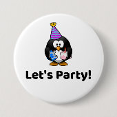 Laten we gaan. Penguin Ronde Button 7,6 Cm (Voorkant)