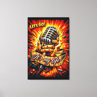 Laten we gaan! Rock- en muziekgeïnspireerde stripb Canvas Afdruk