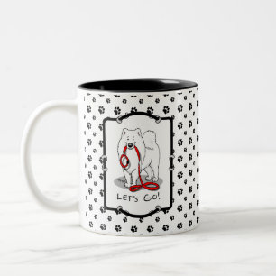 Laten we gaan! Samoyed & leash Tweekleurige Koffiemok
