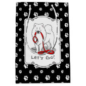Laten we gaan! Samoyed w red leash Funny Medium Cadeauzakje (Voorkant)