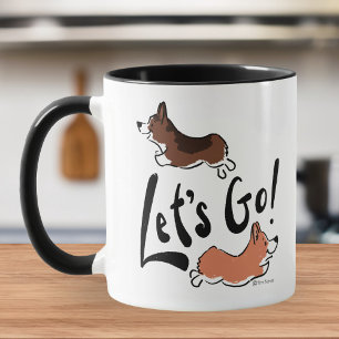 Laten we gaan Schattigee Corgi Fun Dog Motivatie M Mok