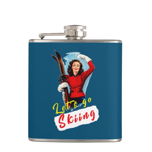 Laten we gaan skiën heupfles (Voorkant)