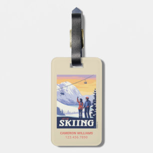 Laten we gaan skiën Print Bagagelabel