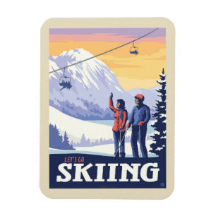Laten we gaan skiën Print Magneet
