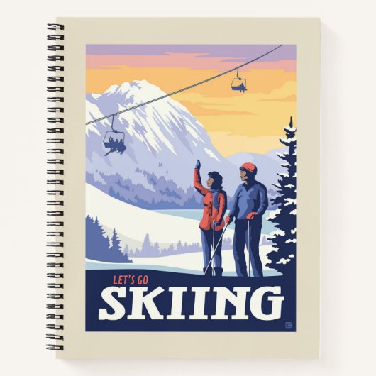 Laten we gaan skiën Print Notitieboek (Voorkant)