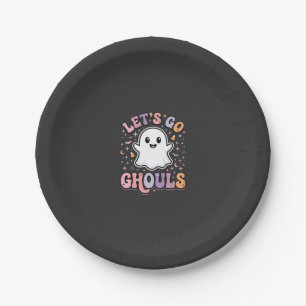 Laten we gaan spoken Schattig Halloween spook graf Papieren Bordje