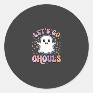 Laten we gaan spoken Schattig Halloween spook graf Ronde Sticker