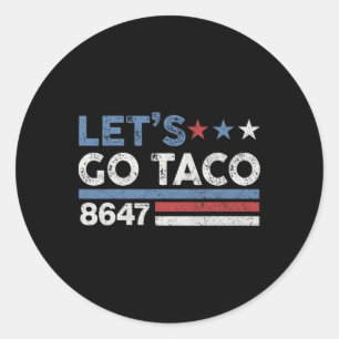 Laten we gaan Taco 8647 Us Vlag 86 47 Mannen Vrouw Ronde Sticker