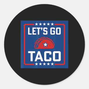 Laten we gaan Taco Politieke Stijl Rood Wit Blauw Ronde Sticker