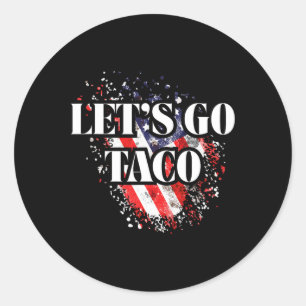 Laten we gaan Taco Politieke Stijl Rood Wit Blauw Ronde Sticker